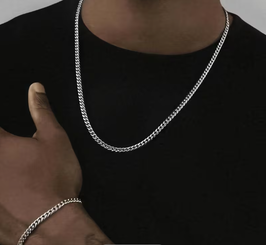 -Duty Stainless Steel Chain Necklace & Bracelet Matching